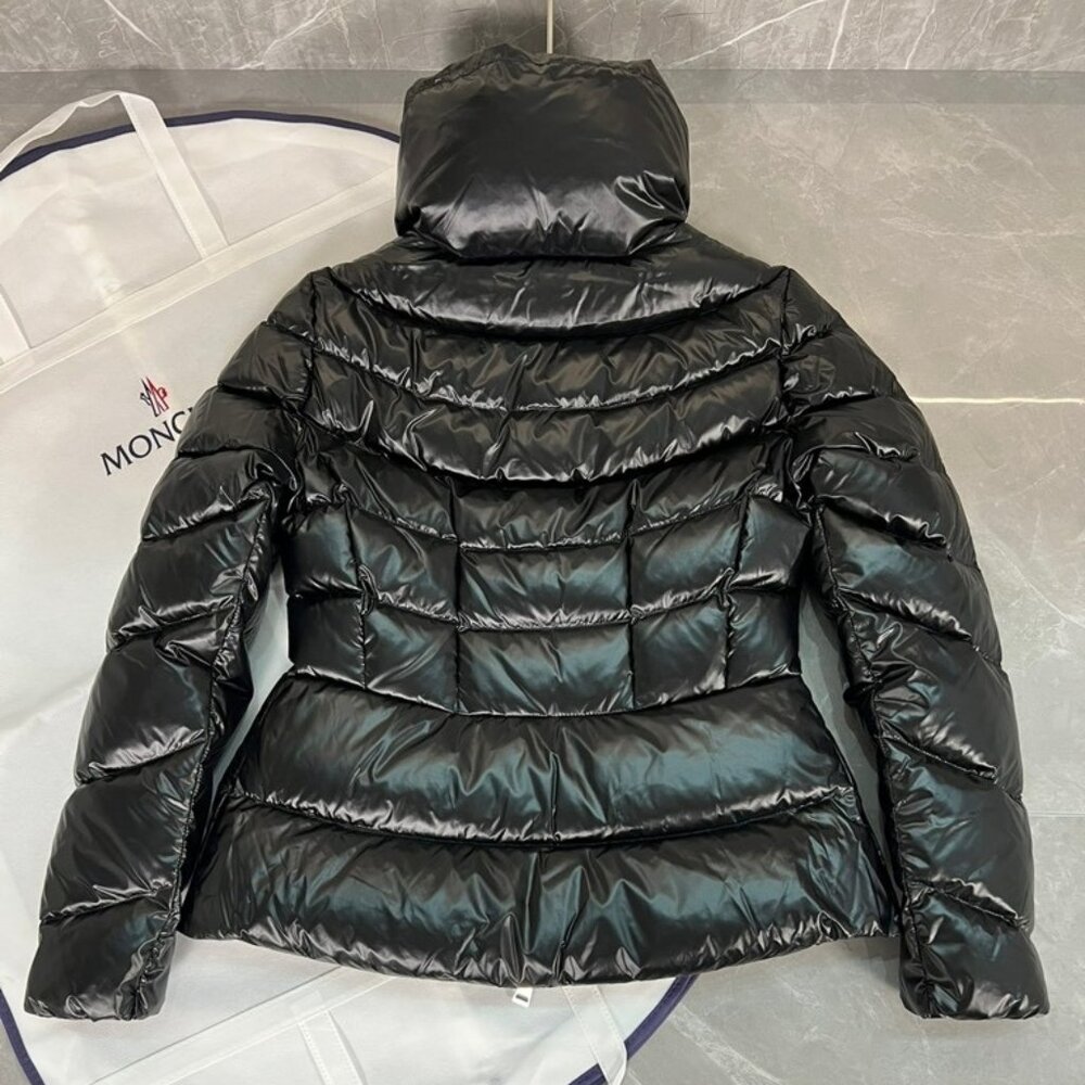 Chic Moncler Shiny Black Puffer Coat - Insulated Cinched Waist